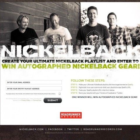 Nickelback - Spotify Competition Page